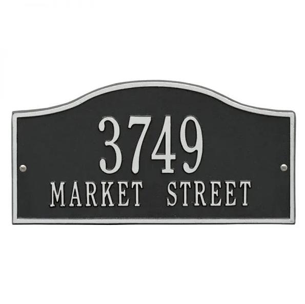 Whitehall 1119 Arch Marker Estate Lawn Address Plaque in Black and SIlver