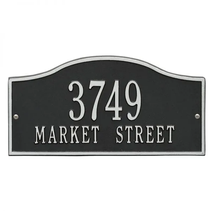 Whitehall 1119 Arch Marker Estate Lawn Address Plaque in Black and SIlver