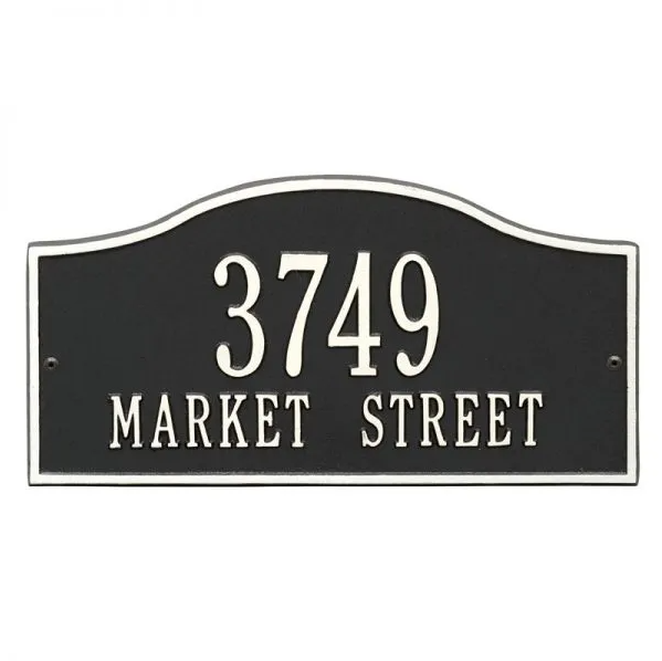Whitehall 1119 Arch Marker Estate Lawn Address Plaque in Black and White