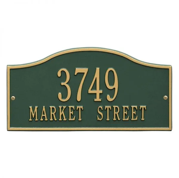 Whitehall 1119 Arch Marker Estate Lawn Address Plaque in Green and Gold