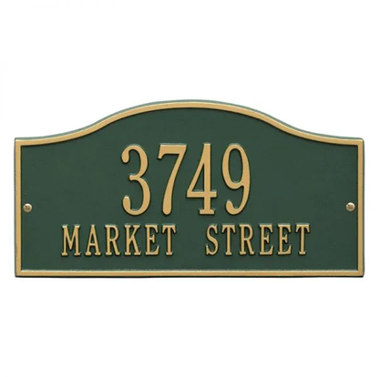 Whitehall 1119 Arch Marker Estate Lawn Address Plaque in Green and Gold