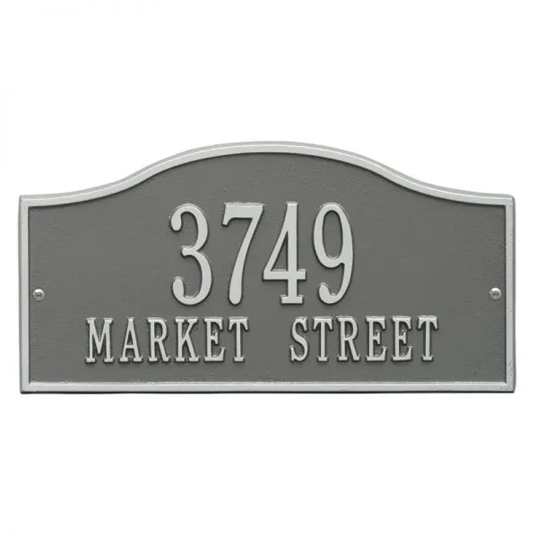 Whitehall 1119 Arch Marker Estate Lawn Address Plaque in Pewter and Silver