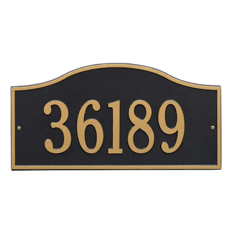 Whitehall 1119 Arch Marker Estate Lawn Address Plaque in Black and Gold