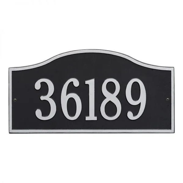 Whitehall 1119 Arch Marker Estate Lawn Address Plaque in Black and Silver