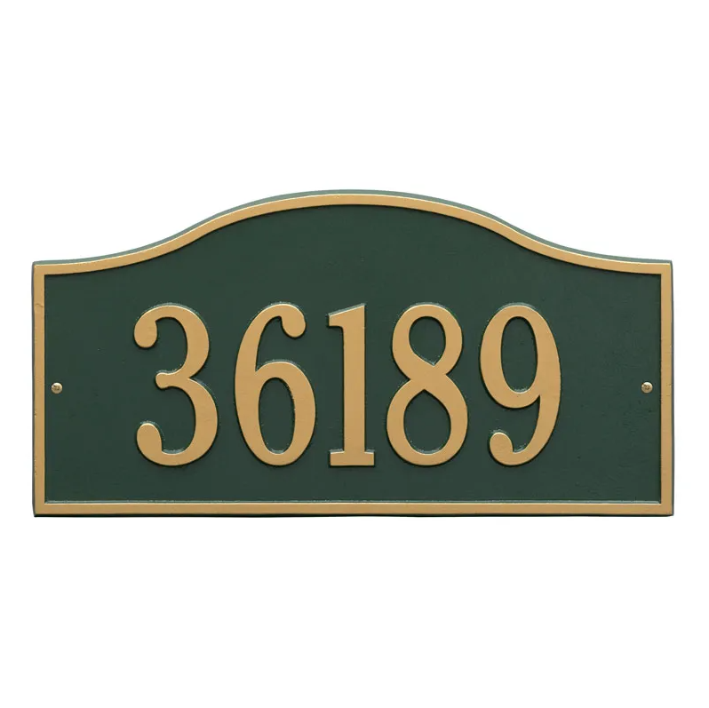 Whitehall 1119 Arch Marker Estate Lawn Address Plaque in Green and Gold