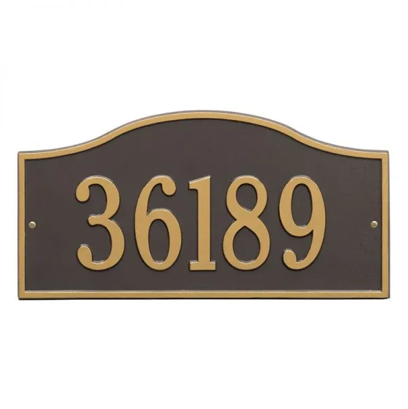 Whitehall 1119 Arch Marker Estate Lawn Address Plaque in Bronze and Gold