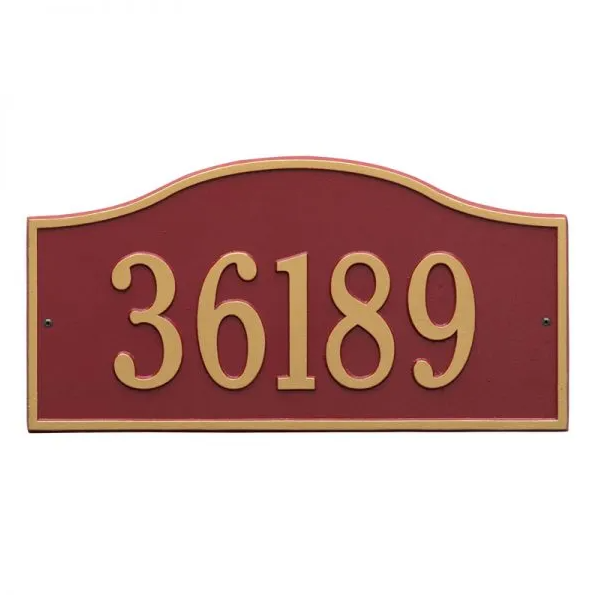 Whitehall 1119 Arch Marker Estate Lawn Address Plaque in Red and Gold