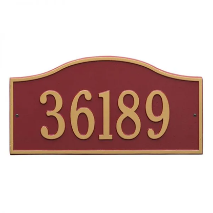 Whitehall 1119 Arch Marker Estate Lawn Address Plaque in Red and Gold