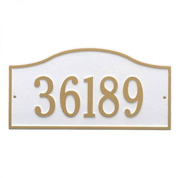 Whitehall 1119 Arch Marker Estate Lawn Address Plaque in White and Gold