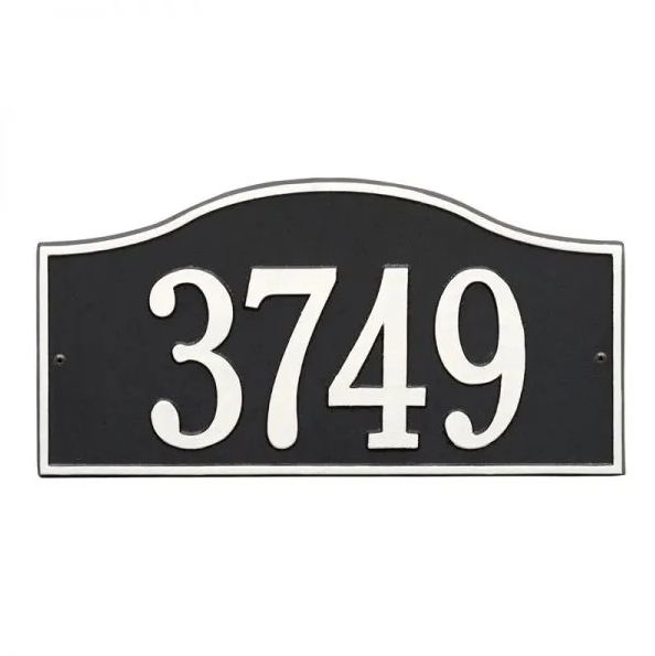 Whitehall 1011 Arch Marker Estate Lawn Address Plaque in Black and White