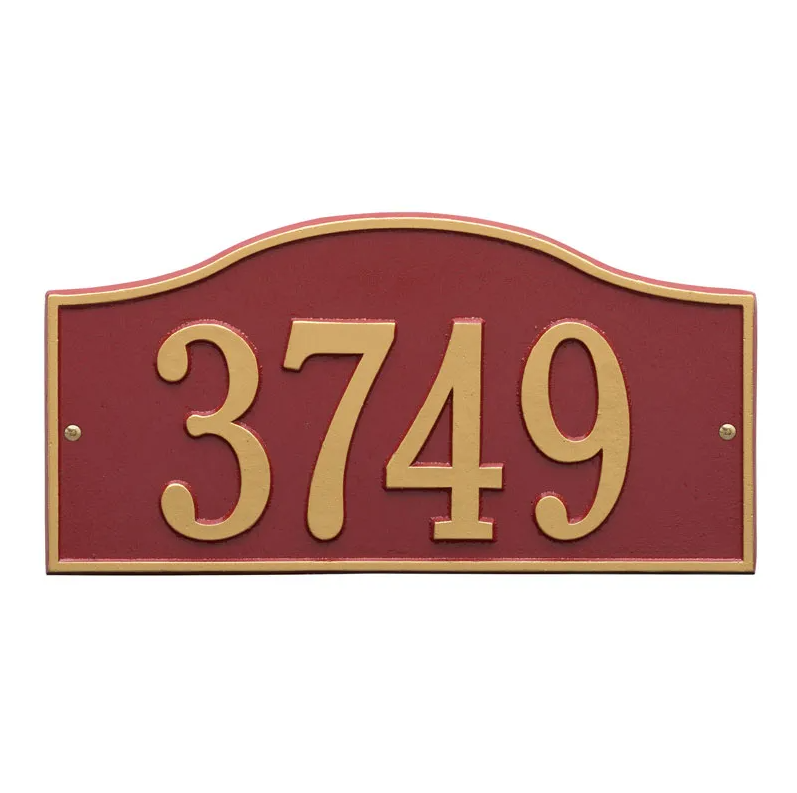 Whitehall 1011 Arch Marker Estate Lawn Address Plaque in Red and Gold