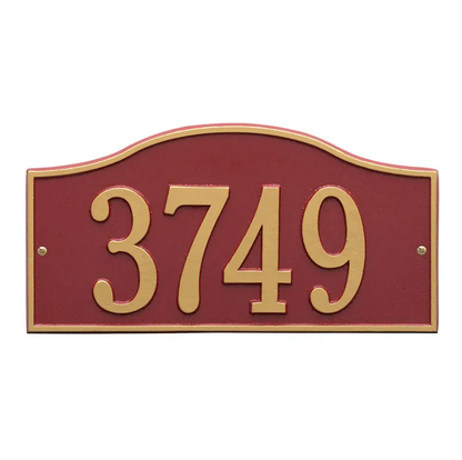 Whitehall 1011 Arch Marker Estate Lawn Address Plaque in Red and Gold