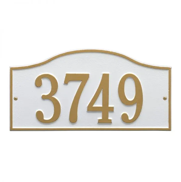 Whitehall 1011 Arch Marker Estate Lawn Address Plaque in White and Gold