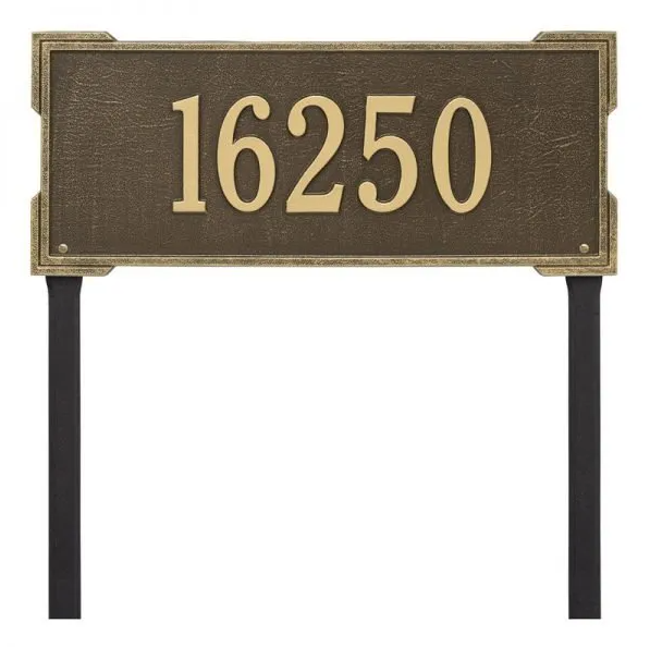 Whitehall 1121 Arch Marker Estate Lawn Address Plaque in Antique Brass