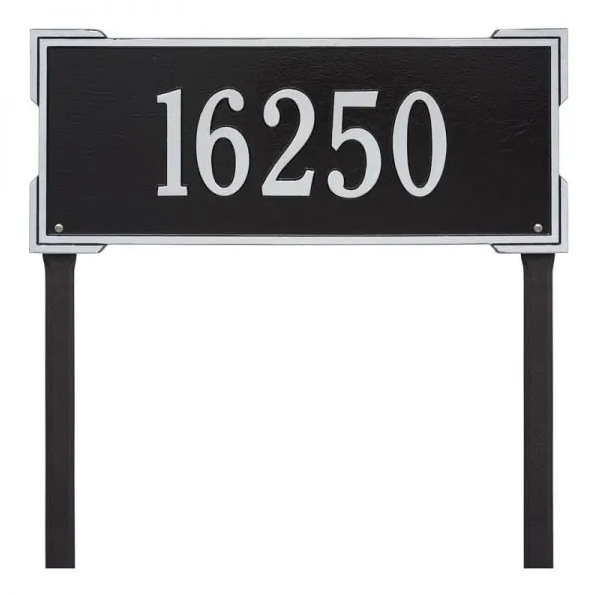 Whitehall 1121 Arch Marker Estate Lawn Address Plaque in Black and Silver