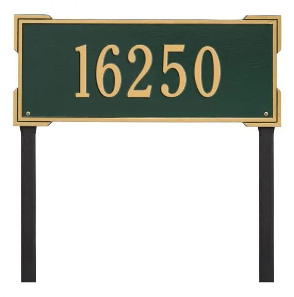 Whitehall 1121 Arch Marker Estate Lawn Address Plaque in Green and Gold