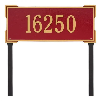 Whitehall 1121 Arch Marker Estate Lawn Address Plaque in Red and Gold