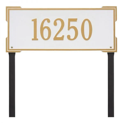 Whitehall 1121 Arch Marker Estate Lawn Address Plaque in White and Gold