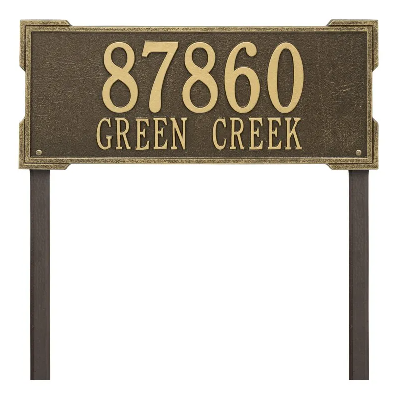 Whitehall 1122Arch Marker Estate Lawn Address Plaque in Antique Brass