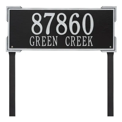 Whitehall 1011 Arch Marker Estate Lawn Address Plaque in Black and Silver