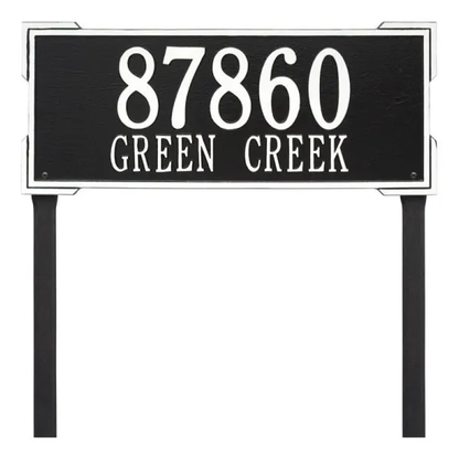 Whitehall 1011 Arch Marker Estate Lawn Address Plaque in Black and White