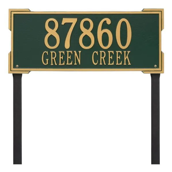 Whitehall 1011 Arch Marker Estate Lawn Address Plaque in Green and Gold