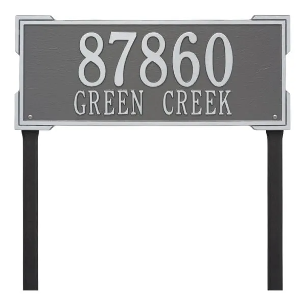 Whitehall 1011 Arch Marker Estate Lawn Address Plaque in Pewter and Silver