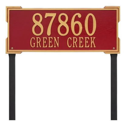 Whitehall 1011 Arch Marker Estate Lawn Address Plaque in Red and Gold