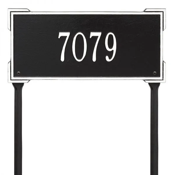  Whitehall 1123 Arch Marker Estate Lawn Address Plaque in Black and White