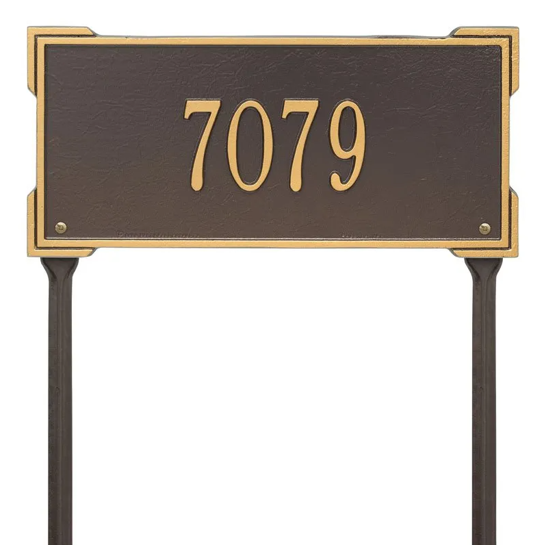  Whitehall 1123 Arch Marker Estate Lawn Address Plaque in Bronze and Gold