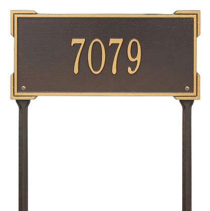  Whitehall 1123 Arch Marker Estate Lawn Address Plaque in Bronze and Gold