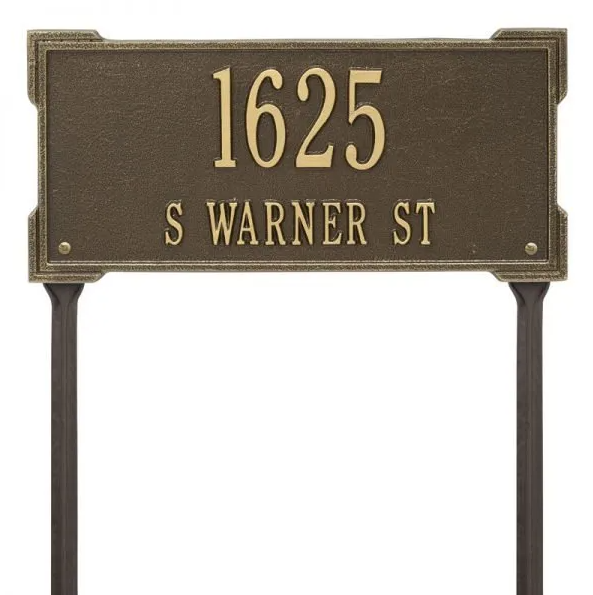 Whitehall 1124 Arch Marker Estate Lawn Address Plaque in Antique Brass