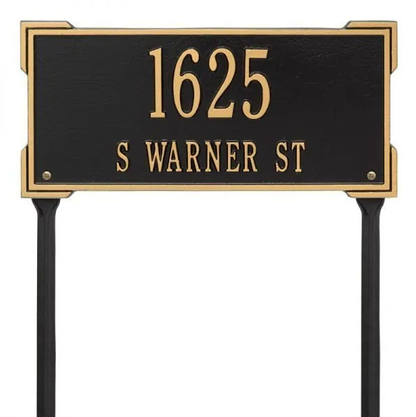 Whitehall 1124 Arch Marker Estate Lawn Address Plaque in Black and Gold