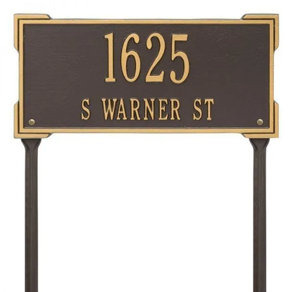 Whitehall 1124 Arch Marker Estate Lawn Address Plaque in Bronze and Gold