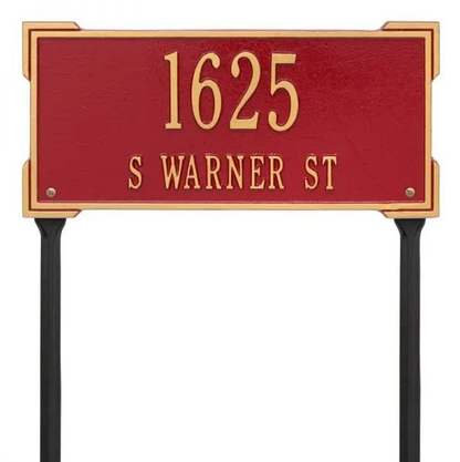 Whitehall 1124 Arch Marker Estate Lawn Address Plaque in Red and Gold