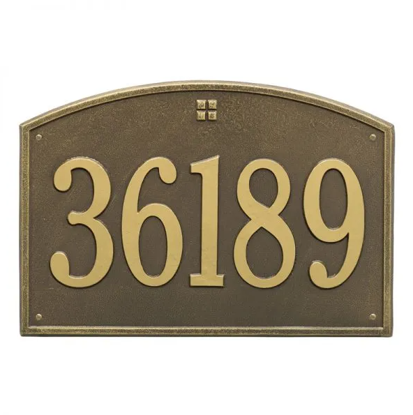 Whitehall 1171 Arch Marker Estate Lawn Address Plaque in Antique Brass
