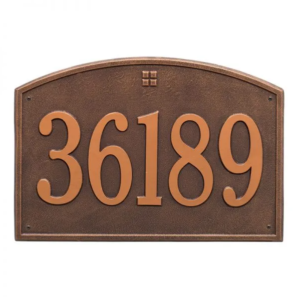 Whitehall 1171 Arch Marker Estate Lawn Address Plaque in Antique Copper