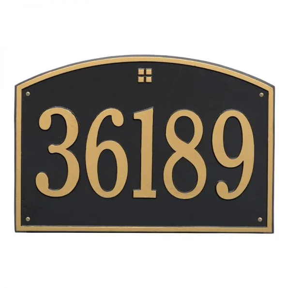 Whitehall 1171 Arch Marker Estate Lawn Address Plaque in Black with Gold