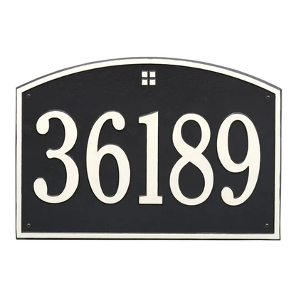 Whitehall 1171 Arch Marker Estate Lawn Address Plaque in Black with White