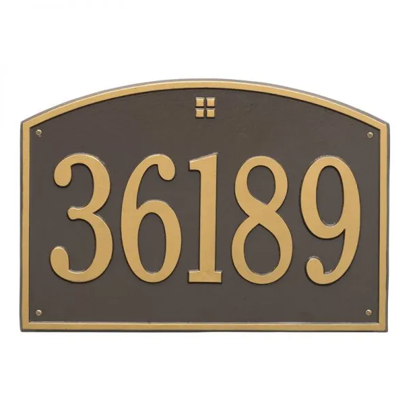 Whitehall 1171 Arch Marker Estate Lawn Address Plaque in Bronze with Gold