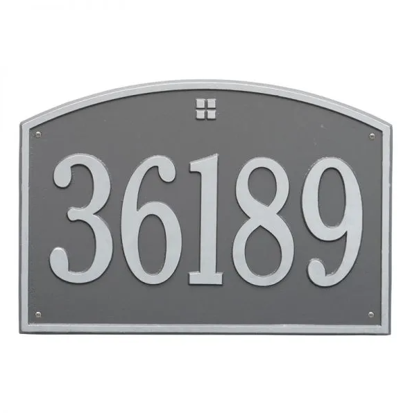Whitehall 1171 Arch Marker Estate Lawn Address Plaque in Pewter with Silver