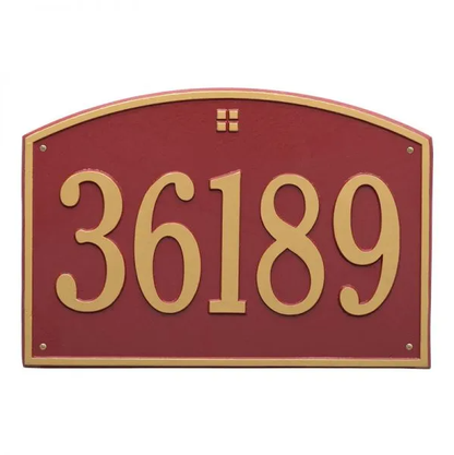 Whitehall 1171 Arch Marker Estate Lawn Address Plaque in Red with Gold