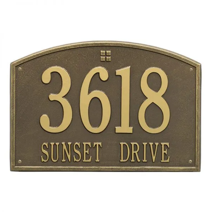 Whitehall 1172 Arch Marker Estate Lawn Address Plaque in Antique Brass