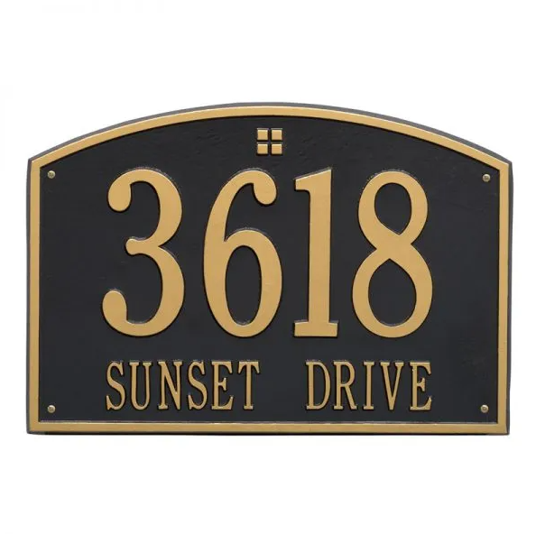 Whitehall 1172 Arch Marker Estate Lawn Address Plaque in Black and Gold