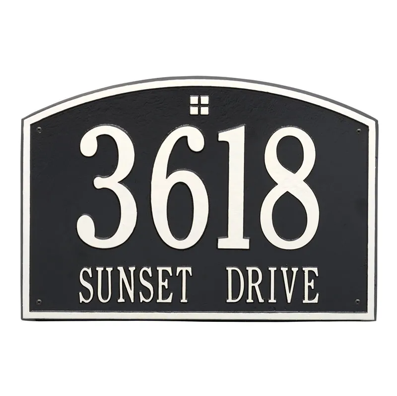 Whitehall 1172 Arch Marker Estate Lawn Address Plaque in Black and White