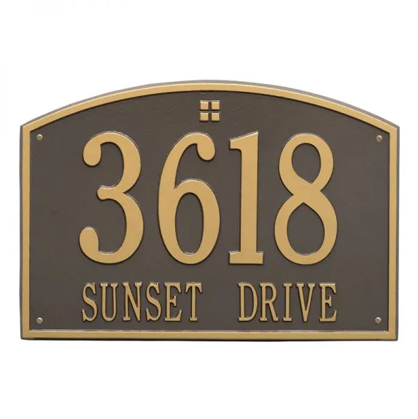 Whitehall 1172 Arch Marker Estate Lawn Address Plaque in Bronze with Gold