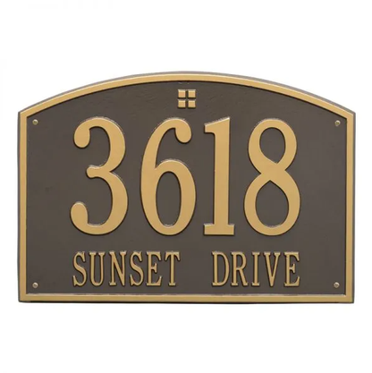 Whitehall 1172 Arch Marker Estate Lawn Address Plaque in Bronze with Gold