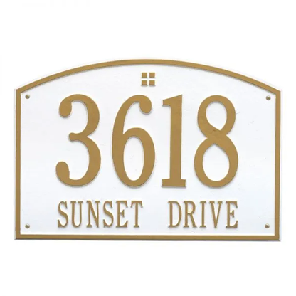 Whitehall 1172 Arch Marker Estate Lawn Address Plaque in White and Gold