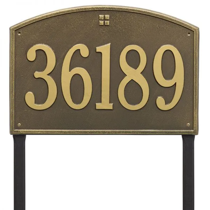 Whitehall 1173 Arch Marker Estate Lawn Address Plaque in Antique Brass