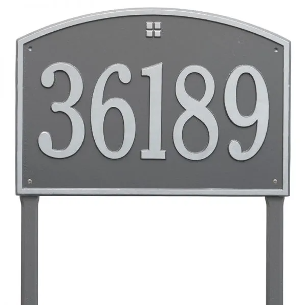 Whitehall 1173 Arch Marker Estate Lawn Address Plaque in Pewter and Silver